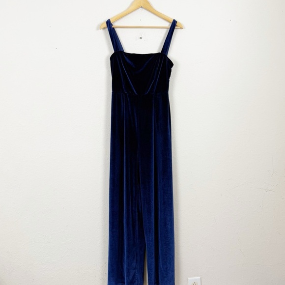 Petal & Pup Pants - Petal & Pup Blue Velvet Jumpsuit Size Medium